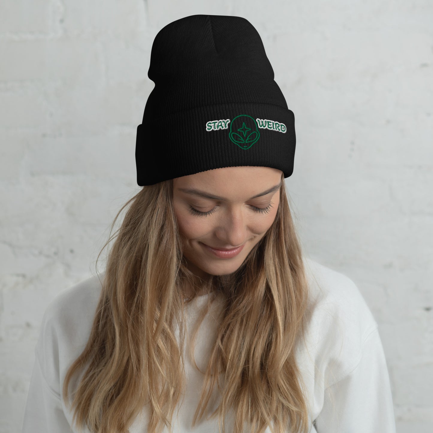 Cuffed Beanie (stay weird print)